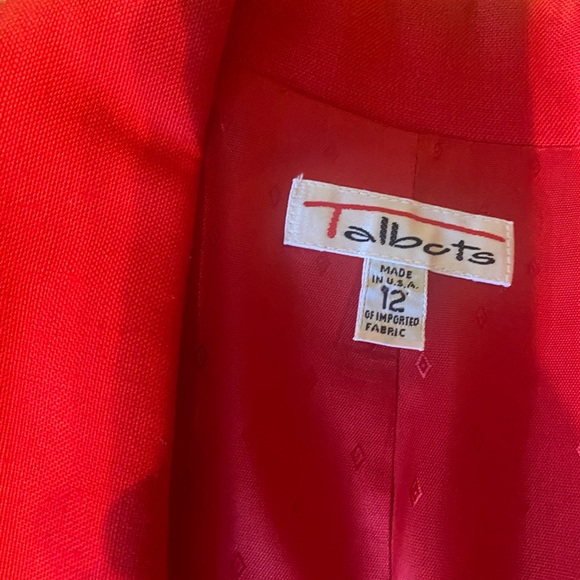 TALBOTS VINT90s CHERRY RED LINED DOUBLE BUTTON BLAZER - cherry red size 12womens - Picture 13 of 15